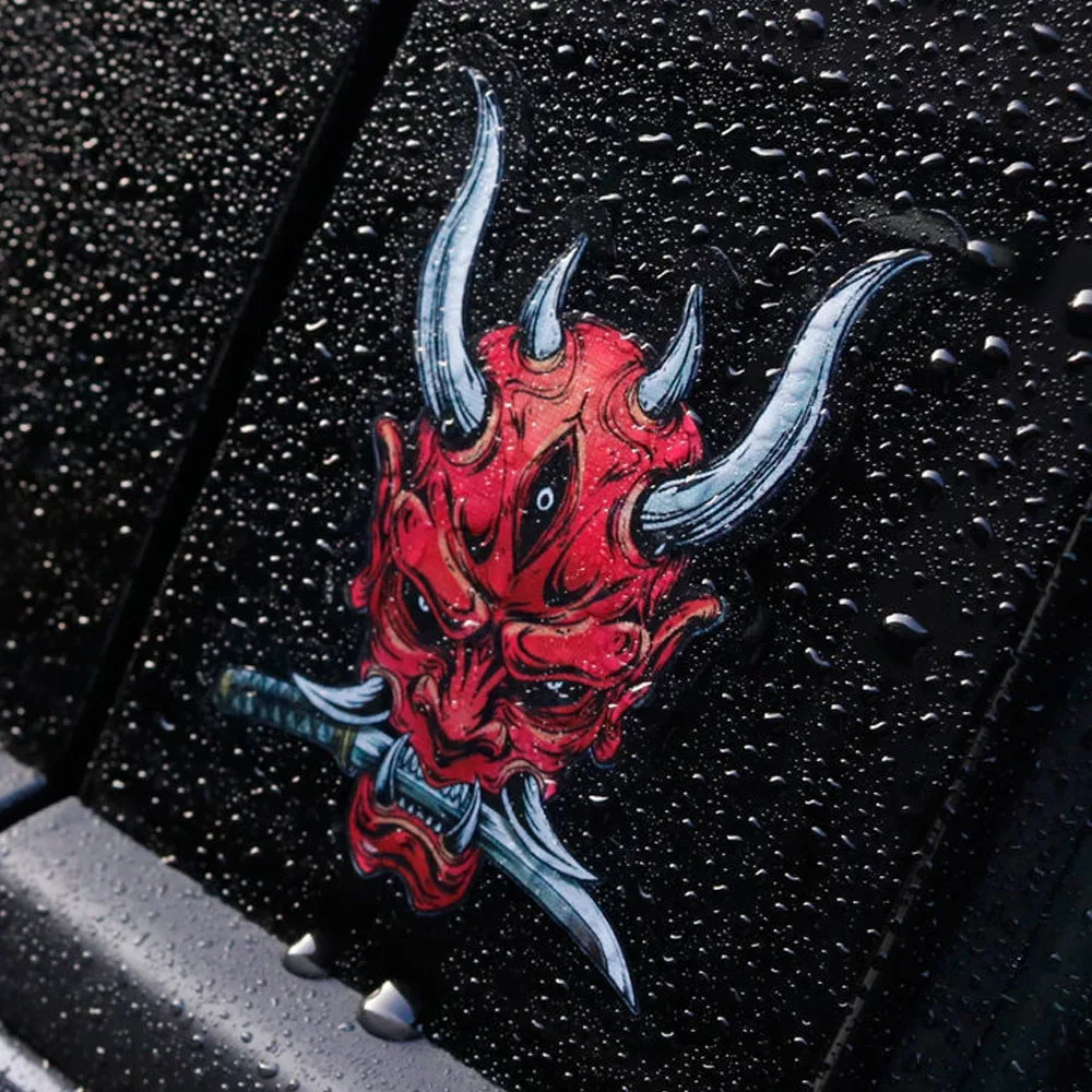 

Japanese Samurai Car Stickers Devil Mask Bite Blade Car Styling Personality Decals Suitable for JDM VAN RV Wrap Cover Stickers
