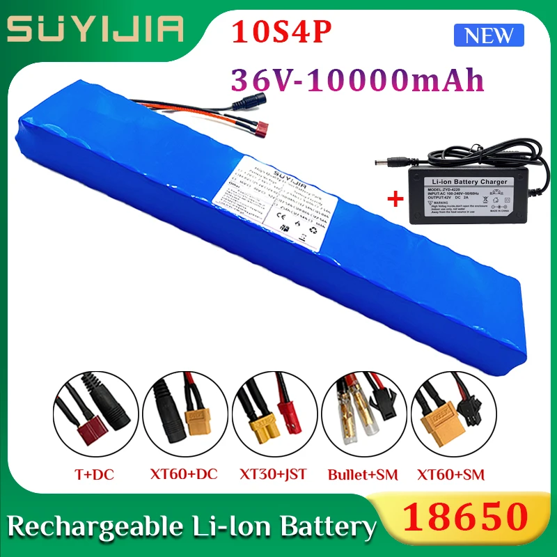 

10S4P 36V 10AH 18650 Rechargeable Lithium Battery Pack for Electric Bicycle Electric Scooter Electric Wheelchair Built-in BMS