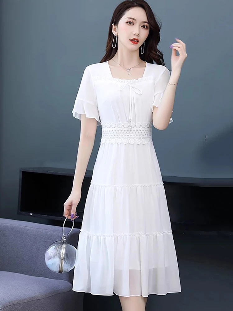 Летние розовые шифоновые платья женские повседневные облегающие элегантные с