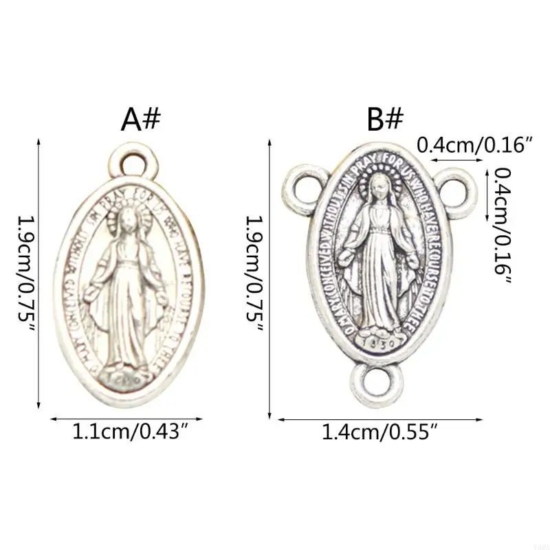 Y88A 10pcs Virgin Mary Penne Antique Oval-Oxidized Craft