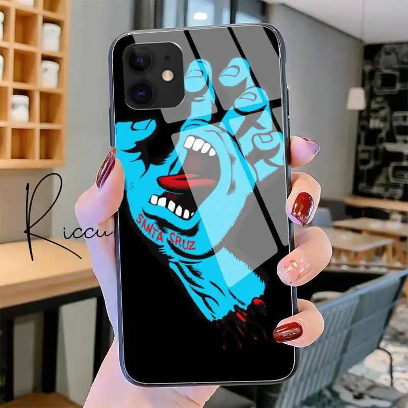 

Fashion brands Skateboard Santa Cruz Phone Case Tempered Glass For iPhone 13 11 Pro XR XS MAX 8 X 7 12 13 Pro Max Mini Covers