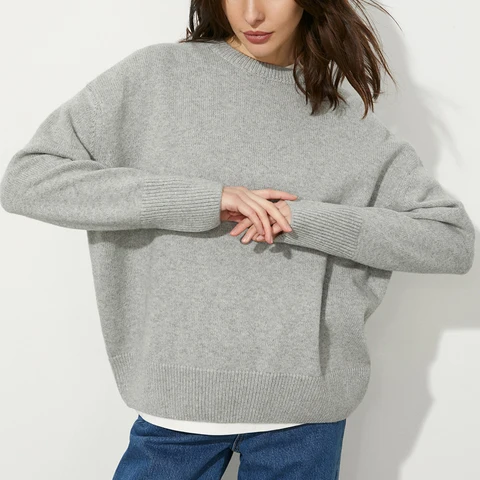 2023 Новый женский свитер хорошего качества с круглым вырезом, осенне-зимняя одежда, вязаный пуловер, свитер с длинными рукавами, Pull Femme