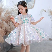 childrens dress princess dress birthday fashionable high end girl piano performance dress hua tong peng gauze host spring