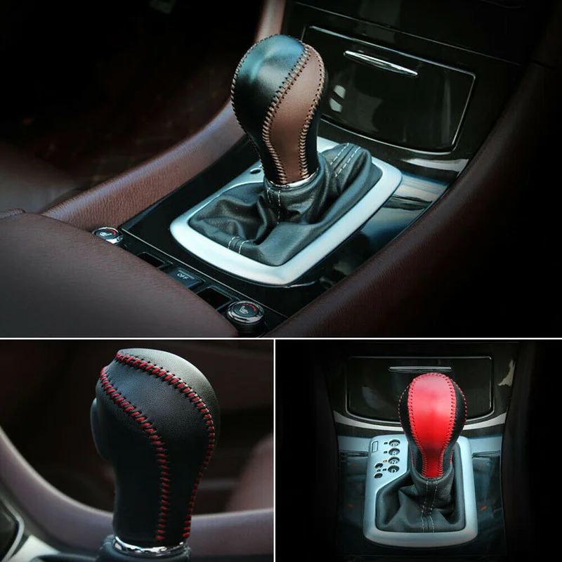 For Infiniti QX50 QX70 QX80 FX35 G37 EX Leather Gear Shift Knob Cover Car Interior Sewing Gear Shift Knob Decor Car Accessories