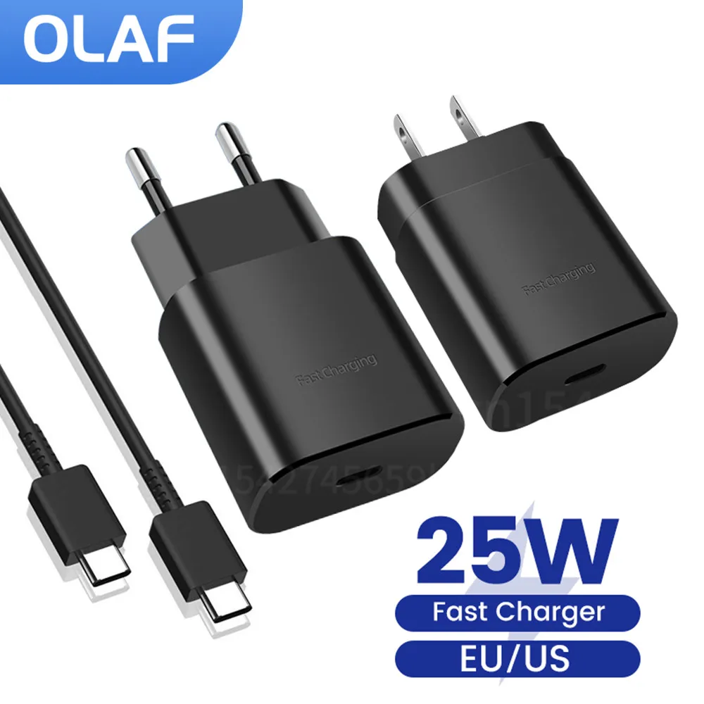 Olaf-Cargador USB tipo C de 25W para Samsung Galaxy S22, S21, S20,...