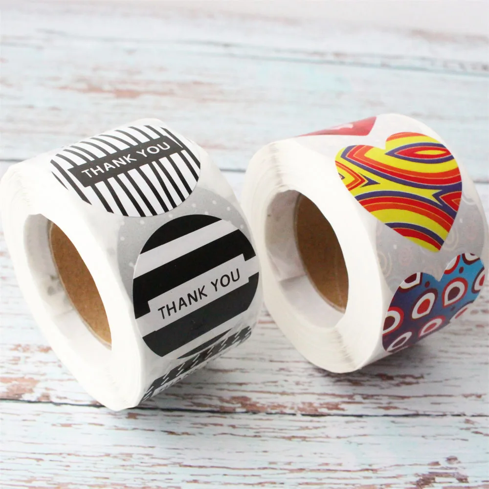 

Black Thank You Sticker 1.5 Inch Perfect For Wedding Invitation Envelop Gift Box Heart Design Labels 500pcs