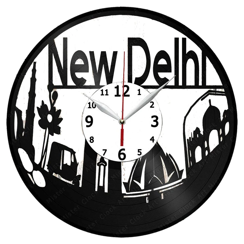 

New Delhi CD Record Wall Clock Vinyl Hollow 3D Decorative Hanging Art Decor Clock Classic Exclusive Wall Clock Classic