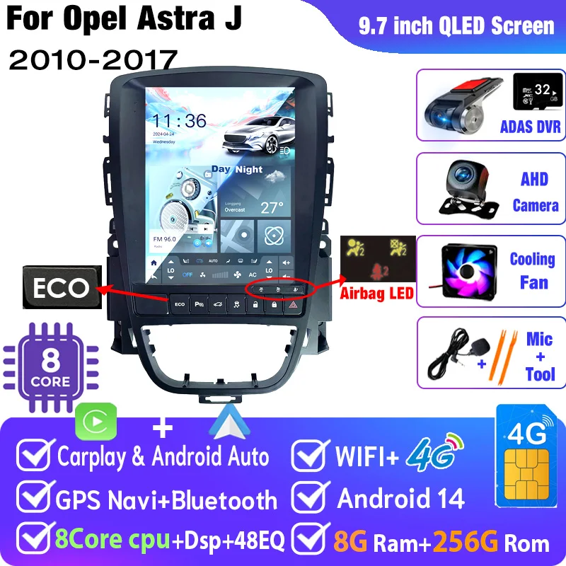 

Автомобильный радиоприемник ZOYOSKII Android для Opel Astra J Vauxhall Holden Cascada 2009-2018, мультимедийный экран, GPS-навигация, авто Carplay ECO