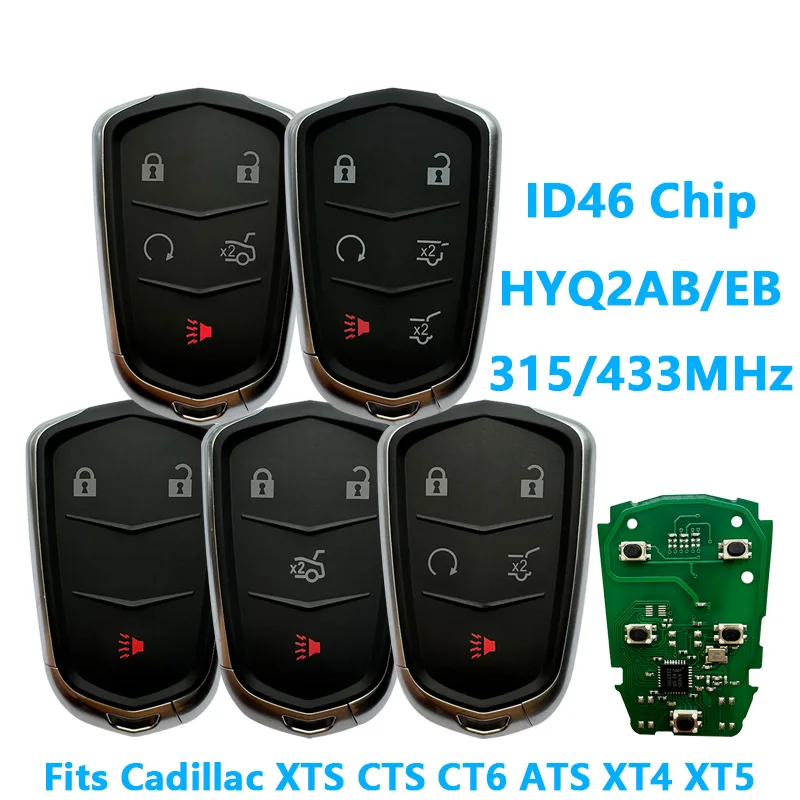 Подходит для 2015-2019 Escalade ESV Cadillac XTS CTS CT6 ATS XT4 XT5 ID46 чип HYQ2AB-315 МГц HYQ2EB-433 удаленный