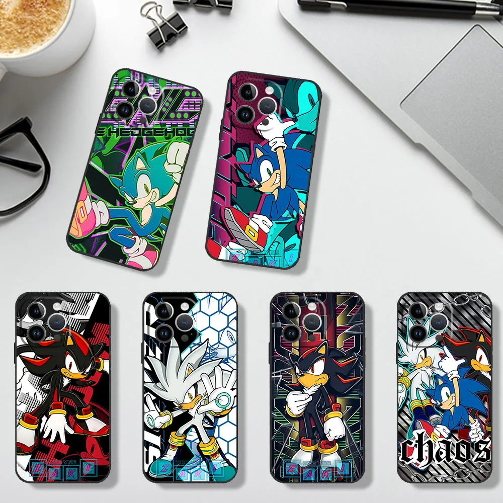 S-Sonics-S Чехол для телефона H-Hedgehog Samsung A03 A04 A05 S A13 A14 A22 A34 A53 4G 5G S22 S23 УЛЬТРА черный