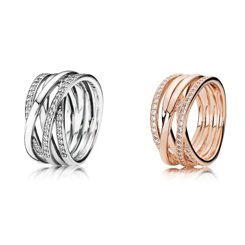 

Original Moments Rose Eternity Entwined Crystal Ring For Women 925 Sterling Silver Wedding Gift Fashion Jewelry