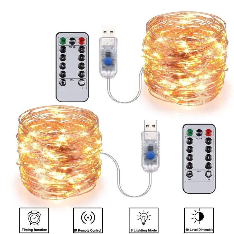 

Светодиодная гирлянда с 8 режимами, с дистанционным управлением