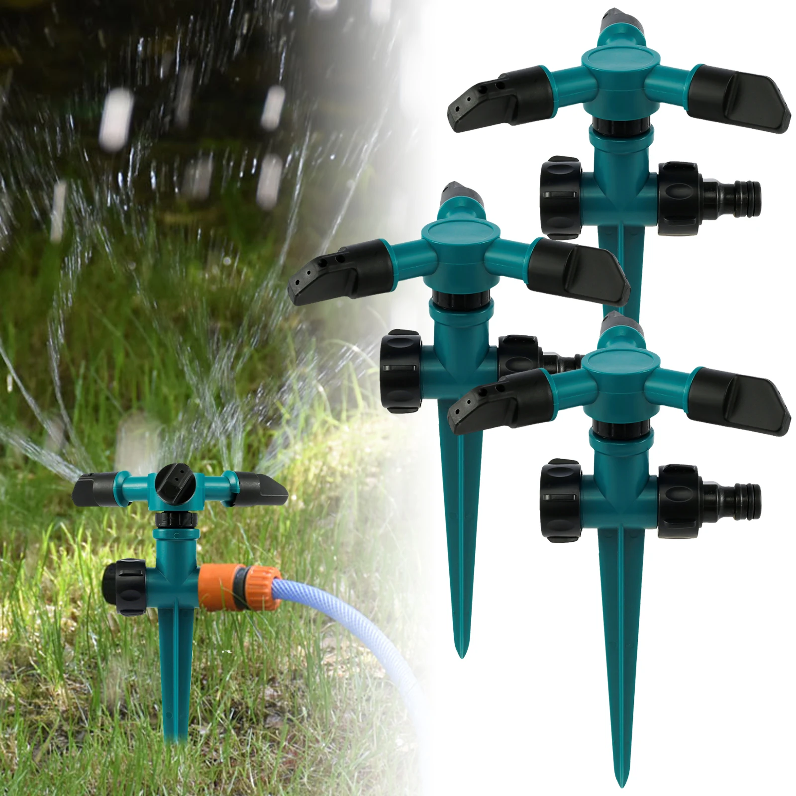 

3Pcs Garden Sprinkler 360° Automatic Rotatable Lawn Sprinkler Adjustable Irrigation Watering Sprinkler Leak-Proof Plant Grass