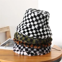 trend hats for women checkered pattern mens cap fashion warm and cold proof man hat caps bucket fisherman apparel accessories