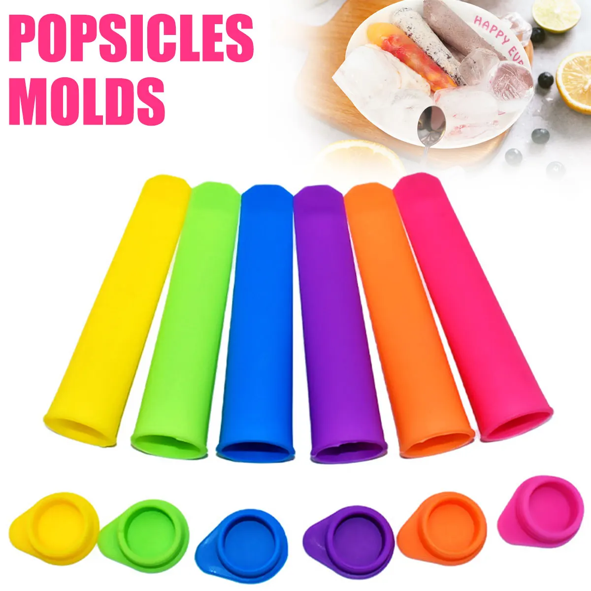 

6 шт., силиконовые формы для мороженого с крышкой, без БФА