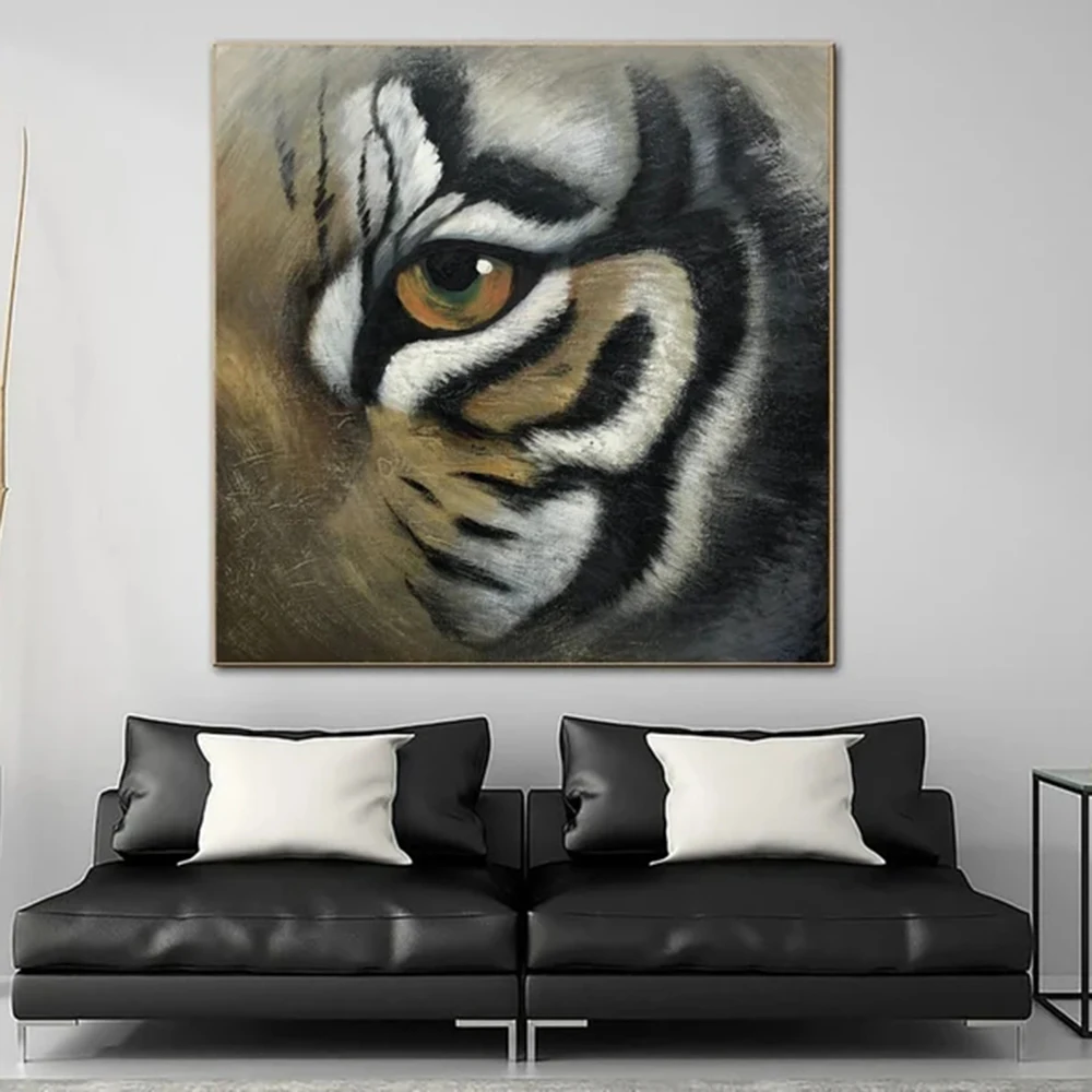 

Large Abstract Tiger Eye Paintings On Canvas Original Textured Hand Painted Art Oil Painting for Living Room Wall Decor