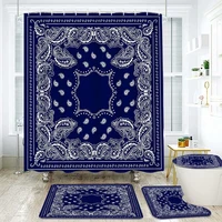 geometric pattern shower curtain set non slip rug toilet cover bath mat ethnic tribal design bohemian motif bathroom curtains