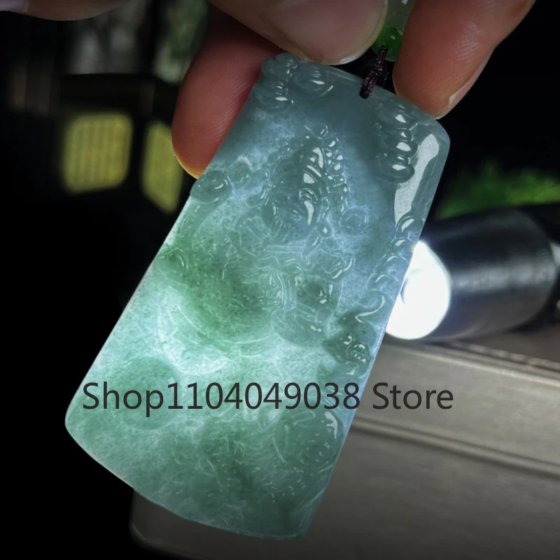 Натуральный жадеит голубая вода подвеска в виде дракона Tengyu Бог богатства