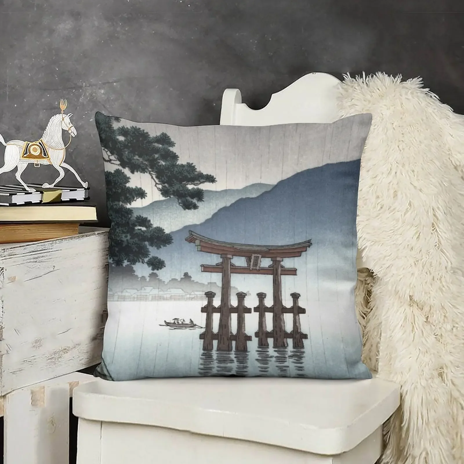 Tsuchiya Koitsu - Aki Miyajima Печатная декоративная подушка из полиэстера