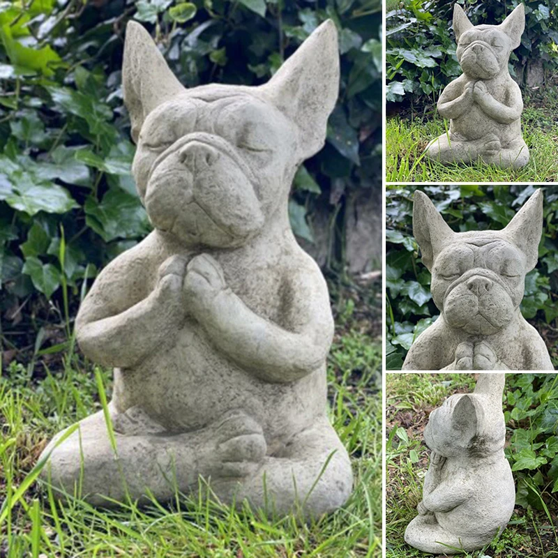 

Уличная садовая статуя французского бульдога, медитация из смолы, ремесло, памятные собаки, уличная для офиса, домашний декор, Прямая постав...