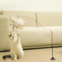 peg kitten new self hi long rod funny cat rod steel wire feather bell sucker fixed cat interactive toy