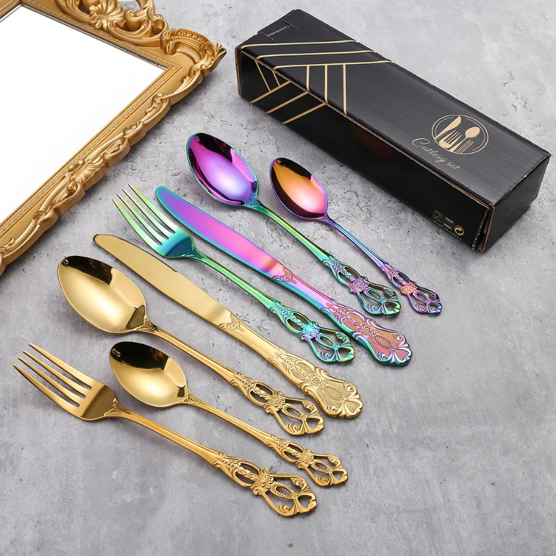 Stainless Steel Cutlery Hotel Spoon Set Gift Utensils for Kitchen Accessories Dining Room Table Portable Restaurant Kitchenware