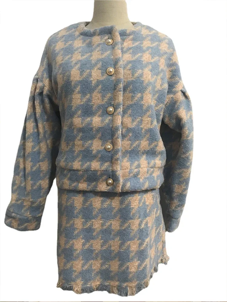 Женский клетчатый блейзер в клетку трапециевидная мини-юбка с высокой талией и