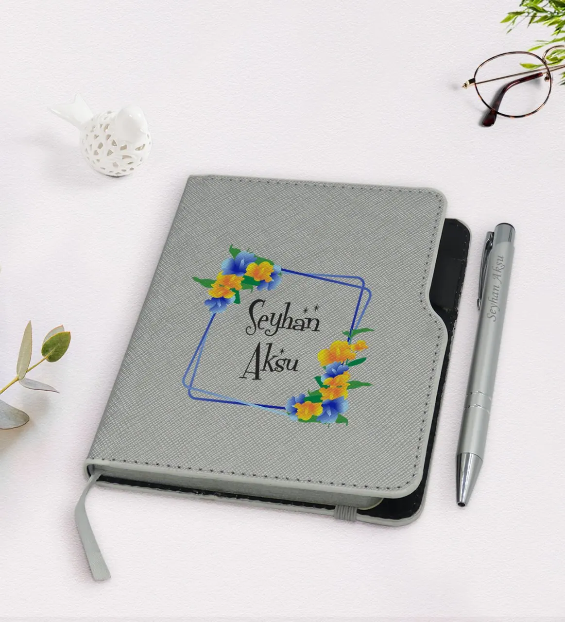 

Personalized Is Gray Thermo Leather Notebook Pen Seti-18