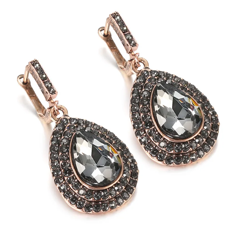 

Grier Fashion Luxury Dangle Vintage Boho Big Crystal Drop Earrings Bohemian Women Wedding Earrings Jewelry Wholesale