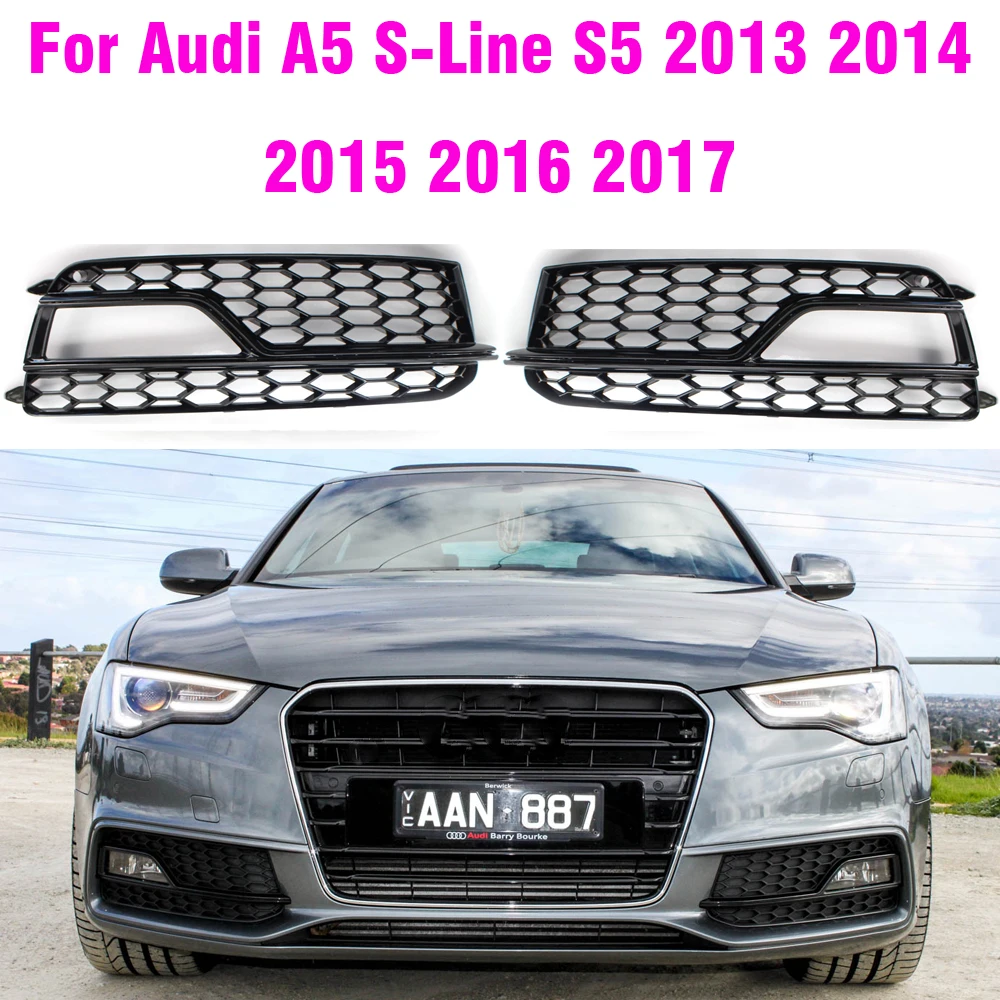 Car Front Fog Light Lamp Cover Honeycomb Grill Bumper Grille For Audi S5 A5 S-Lines Bumper 2013 2014 2015 2016 8T0807682M