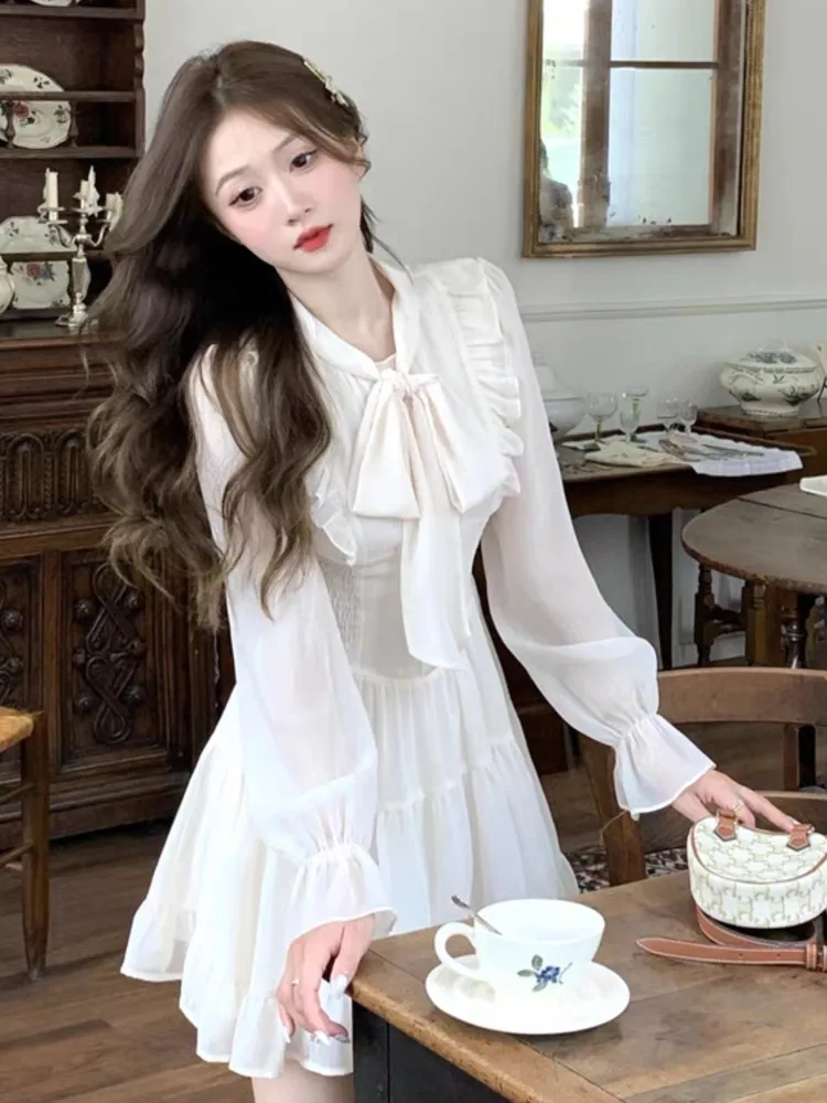 Женское однотонное шифоновое мини-платье Элегантное однобортное плиссированное