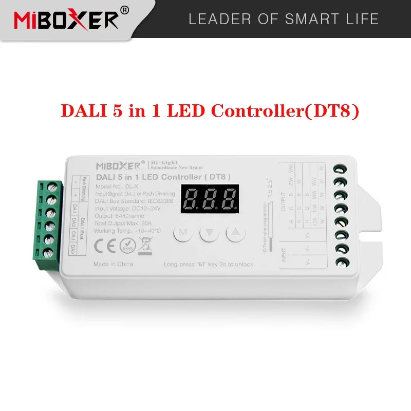 Контроллер для светодиодной ленты DALI 5 в 1 12 ~ 24 В диммер с поддержкой DT8 RGB/RGBW/RGB + CCT