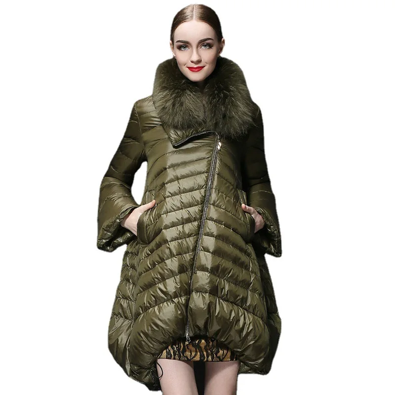 New Loose White Duck Down Jacket Women Long Coat Winter Outwear
