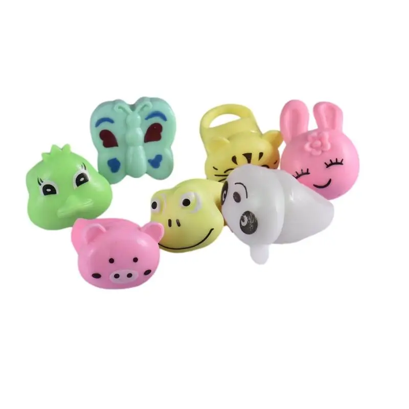 

36Pcs/Pack Children LED Flashing Glow Finger Ring Cartoon Shaped Silicone Ring Toys Christmas Halloween Party Accessories Gift