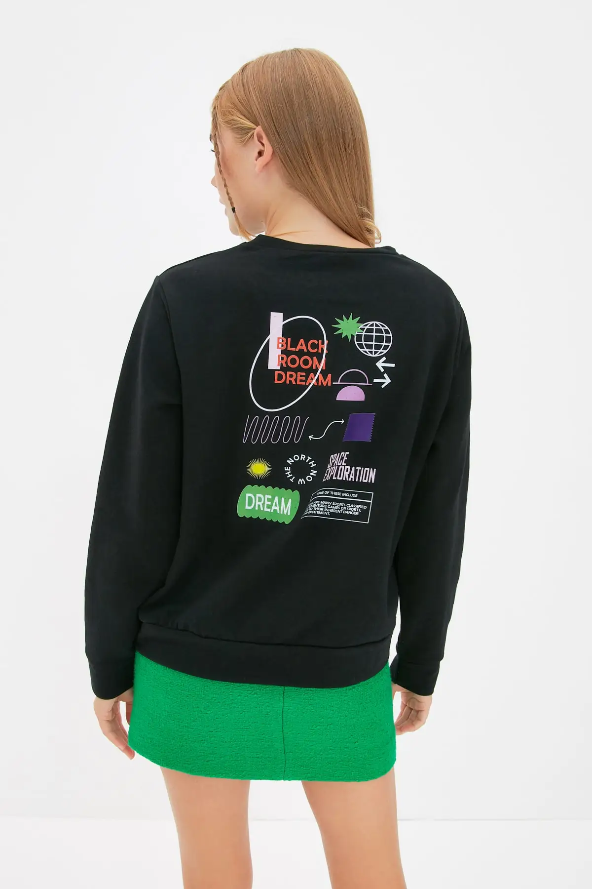 

Trendyol Backpack Printed Basic Slim Knitted Sweatshirt TWOAW22SW1904