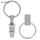 Выдвижной брелок со стальным хромированным покрытием, двойной Съемный брелок для ключей, съемный держатель с защелкой, быстросъемный брелок, 1 шт.