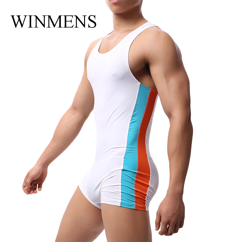 Men's Fitness Sweat Suit Summer O-neck Shapewear Sleeveless Man Shaper Slimming Jumpsuit For Wrestling  Bodybuilding Training