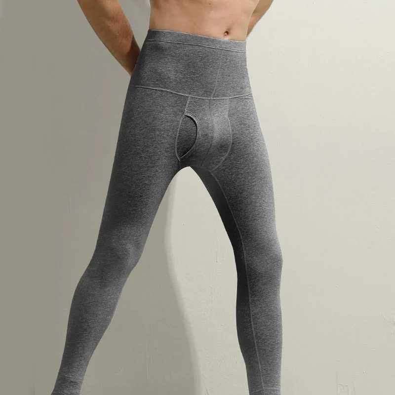 Men's Cotton Long Johns Autumn Winter Men Thin Thermal Underwear High-waisted Tight Leggings Man Waist Protector Lounge Trousers