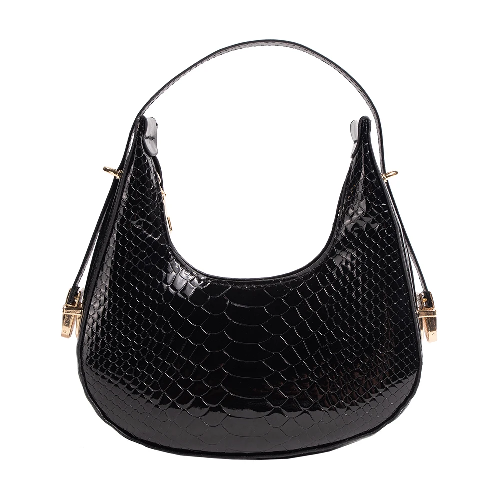 

Women Fashion Wrist Bag U-shaped Crocodile Pattern Top-handle Bags All-Match Simple for Vacation Travel Daily Casual