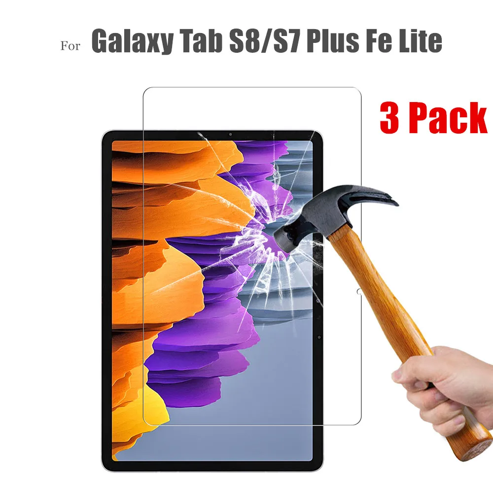 3piece glass protector for samsung galaxy tab s7 s8 screen protective film for samsung galaxy tab s7 plus fe lite s8 plus ultra free global shipping