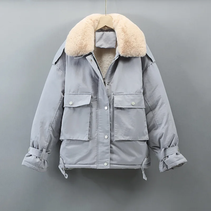 Cotton Padded Clothes Korean Loose Cotton Padded Jacket 2022 New Parker Coat Women's Winter Short Thickened Zipper Tooling Coat
