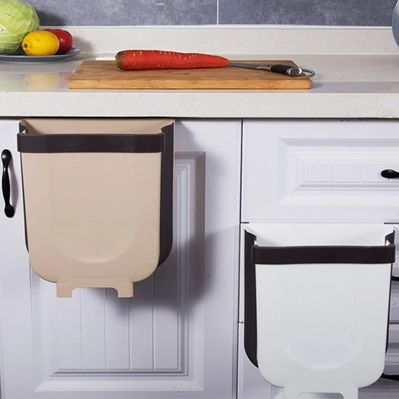 

Folding Waste Bins Kitchen Hanging Trash Bin Car Trash Can Wall Mounted Trashcan for Bathroom Toilet Waste Storage Bucket
