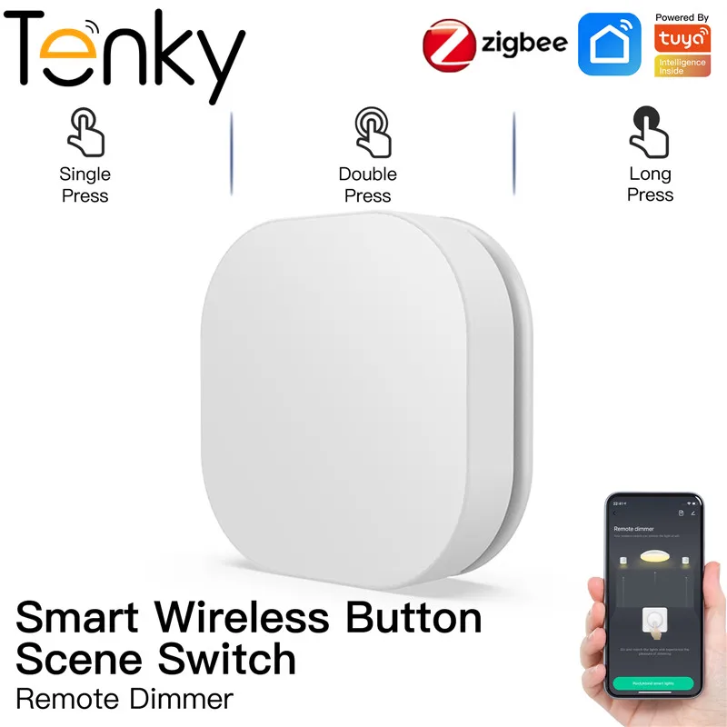 

Tenky ZigBee Smart Home Button Scene Random Sticker Switch APP Remote Dimmer Voice Control Works With Alexa Google Home