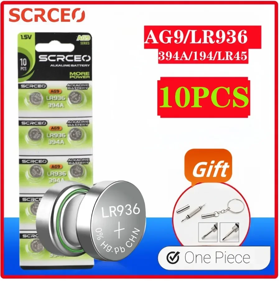 Фото 2-10 шт. 1,55 В AG9 LR936 394 SR936SW LR45 таблеточные батарейки G9A 194 394A SR936 L936F Cell Coin Watch Toys Remote Battery №1