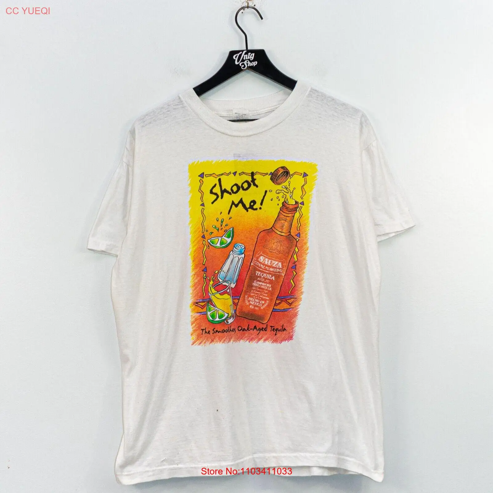 Футболка Sauza teквила Shoot Me XL VTG 90s ретро искусство Смешная Шутка
