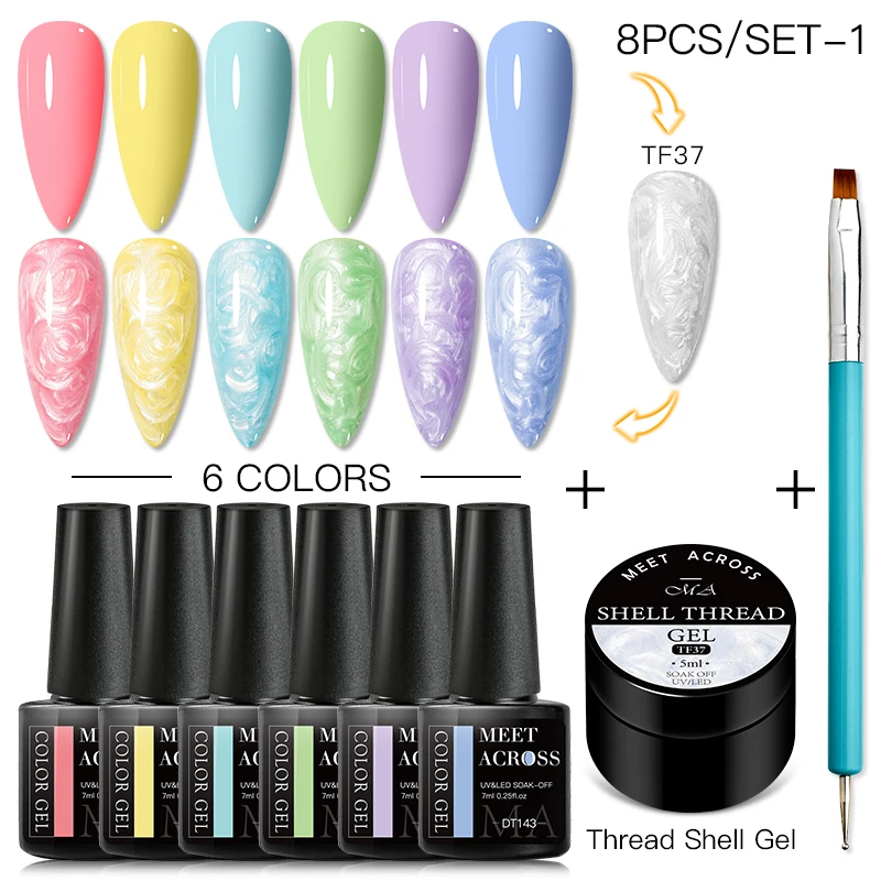 

8 шт. набор гель-лаков для ногтей с кисточкой для ногтей Полупостоянный лак УФ-гель основа верхнее покрытие ногтей для маникюра