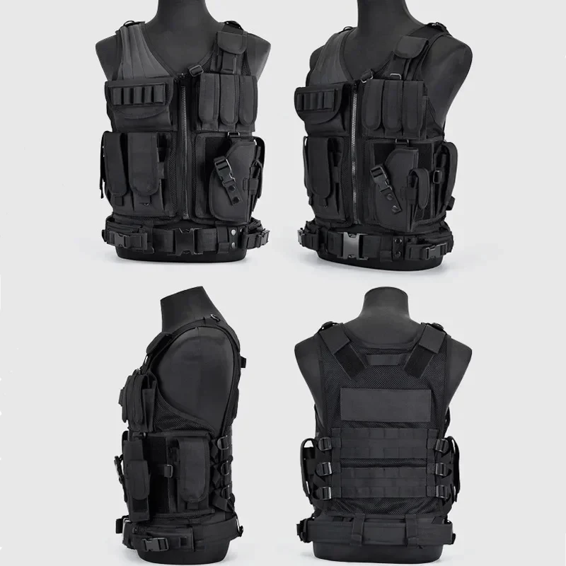 Фото Регулируемый тактический жилет Molle, боевой бронежилет, охранник, охотничья армейская уличная военная игра CS, тренировочная куртка для страйкбола №5