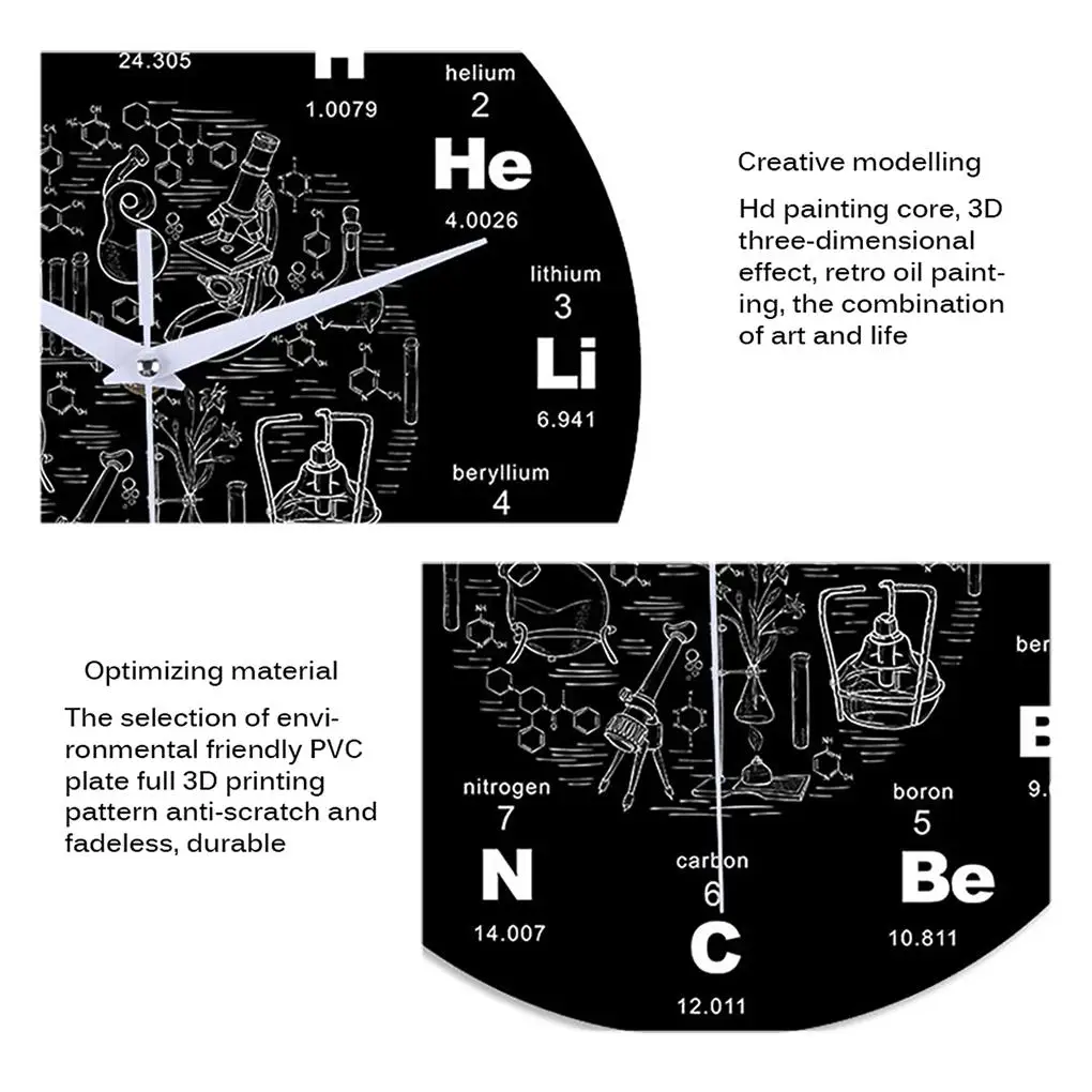 

12-дюймовые настенные часы с химическим научным декором, искусственные акриловые бесшумные часы, подвесное украшение для гостиной