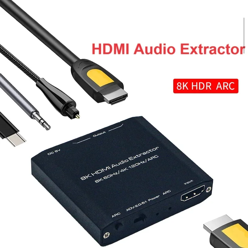 8K HDMI-совместимый аудиоэкстрактор 2.1 Версия SPDIF AUX 3.5 Аудиовыход ARC 5.1 HDR10+ Dolby Vison Atmos