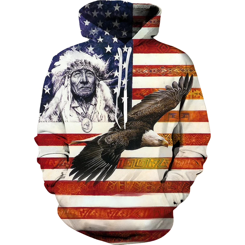 

New USA Flag Stripes and Stars Hoodies Men / Women 3d Printed Hooded Sweatshirt Eagle American Flag Men Hoodies